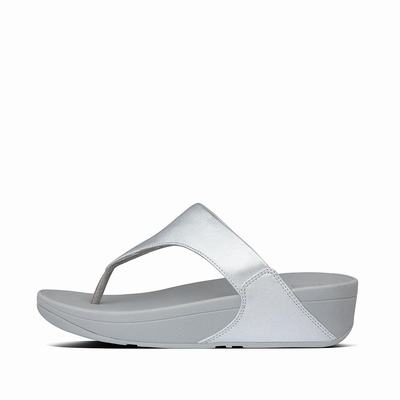 Fitflop Women's LULU Leather Toe-Post Sandals - Silver, ES2076594